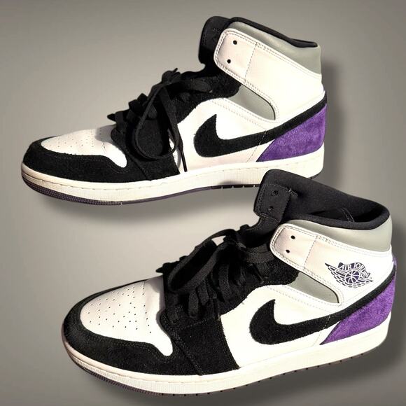Men\'s 11.5 NIKE AIR JORDAN 1 Mid SE Varsity Purple Leather Sneakers EUC With COA main image 10